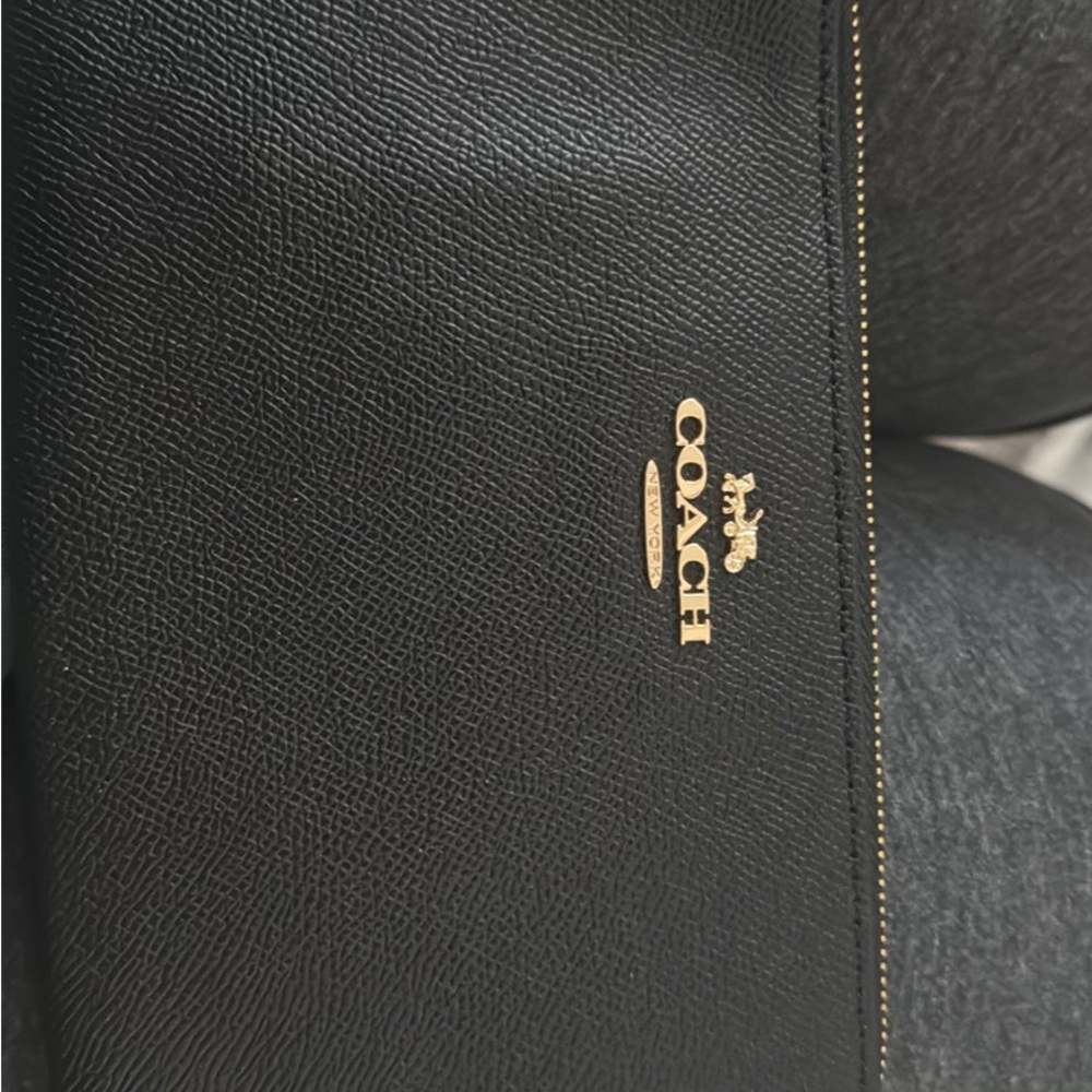 Coach Black Wallet with Textured Leather and Gold Logo